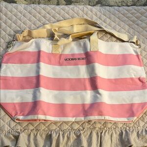 Victoria's Secret Pink and White Striped Women's Bag